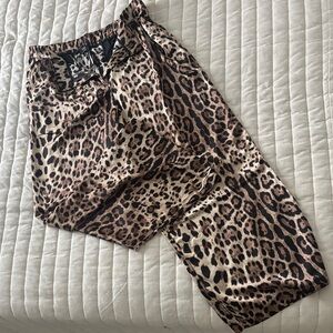 Dressed in LALA Leopard Print Satin Pants